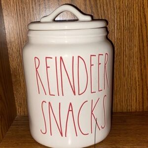 Rae Dunn Reindeer Snacks canister